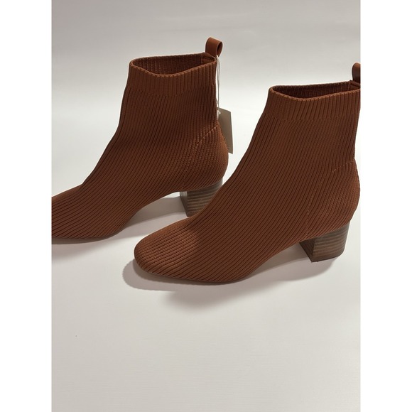 Joie Ribbed Knit Stretchy Neely Block Heel Sock Ankle Boots Toffee Sz 6.5 - Picture 5 of 9